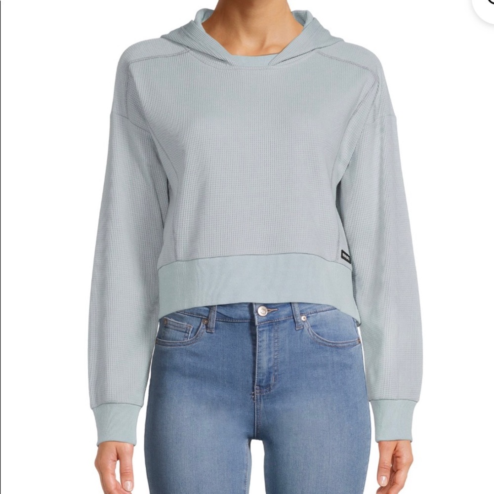 Kendall + Kylie Juniors Boxy Hoodie with Waffle Coverstitch